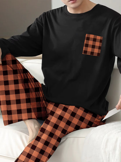 Checkered Sleepwear | Men's Pajama | Cotton Blend | Long Sleeve | Relaxed Fit | Steven & Levon