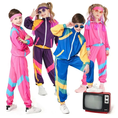 Retro Tracksuit Set | Unisex | Polyester Blend | 80s Hip Hop Blue & Pink 2-Piece | Steven & Levon