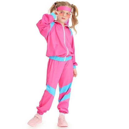 Retro Tracksuit Set | Unisex | Polyester Blend | 80s Hip Hop Blue & Pink 2-Piece | Steven & Levon