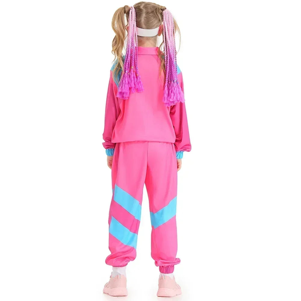 Retro Tracksuit Set | Unisex | Polyester Blend | 80s Hip Hop Blue & Pink 2-Piece | Steven & Levon
