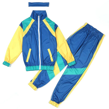 Retro Tracksuit Set | Unisex | Polyester Blend | 80s Hip Hop Blue & Pink 2-Piece | Steven & Levon