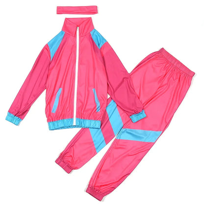 Retro Tracksuit Set | Unisex | Polyester Blend | 80s Hip Hop Blue & Pink 2-Piece | Steven & Levon