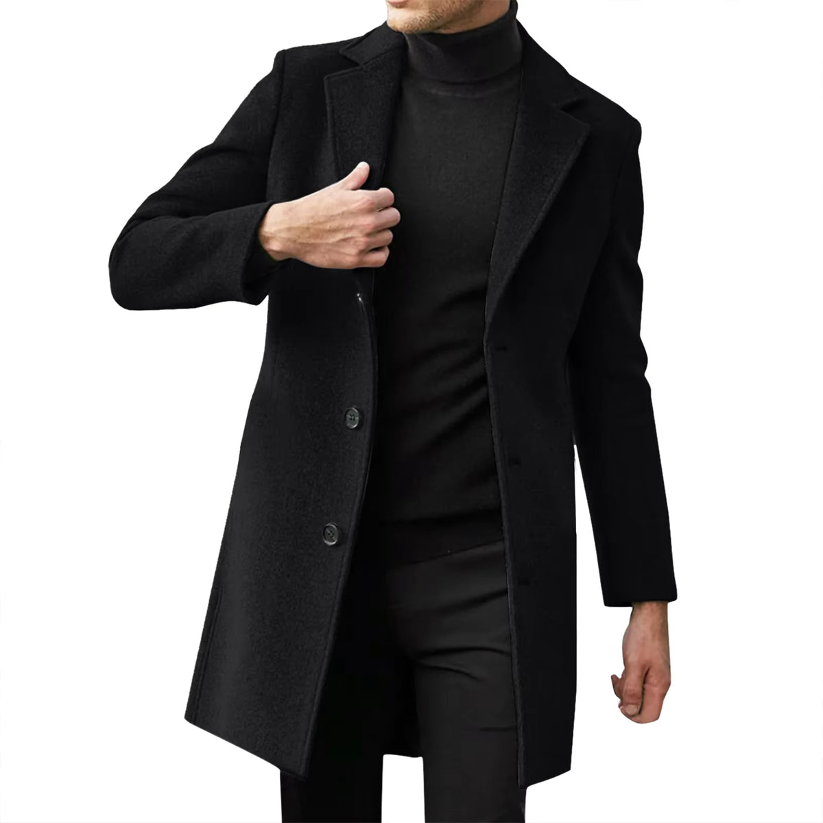 Warm Winter Coat | Wool Blend Casual Business Overcoat | Men Peacoat | Steven & Levon
