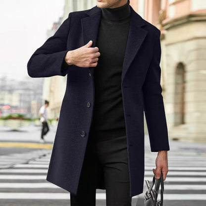 Warm Winter Coat | Wool Blend Casual Business Overcoat | Men Peacoat | Steven & Levon