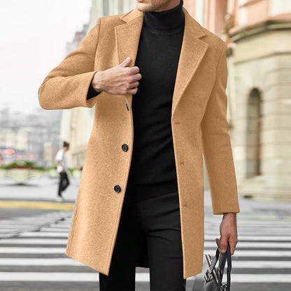 Warm Winter Coat | Wool Blend Casual Business Overcoat | Men Peacoat | Steven & Levon