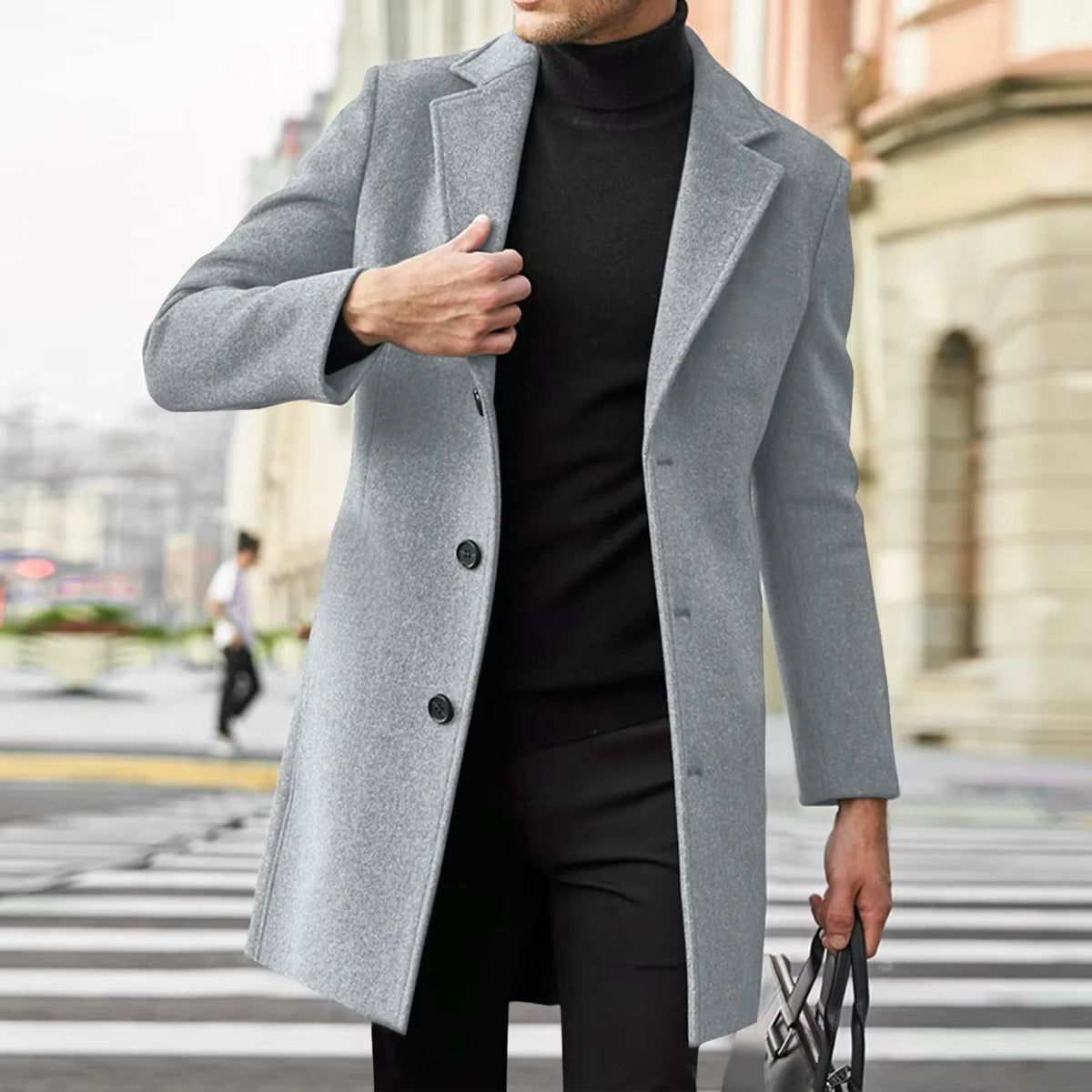 Warm Winter Coat | Wool Blend Casual Business Overcoat | Men Peacoat | Steven & Levon