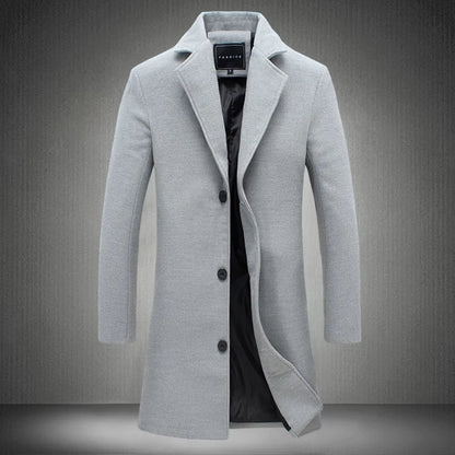 Warm Winter Coat | Wool Blend Casual Business Overcoat | Men Peacoat | Steven & Levon