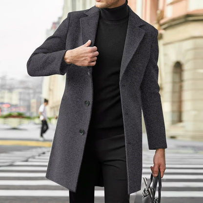 Warm Winter Coat | Wool Blend Casual Business Overcoat | Men Peacoat | Steven & Levon
