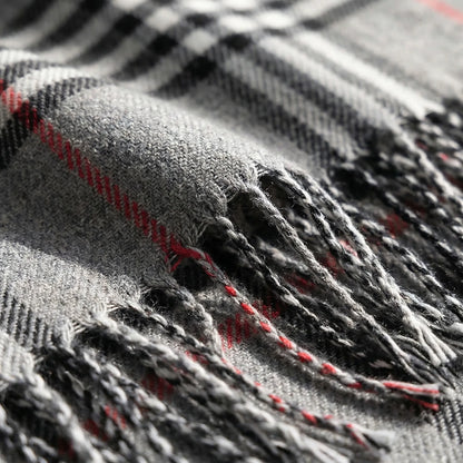 Tarnavex - British Plaid Tassel-Trim Men's Scarf  Winter Neck Warmth