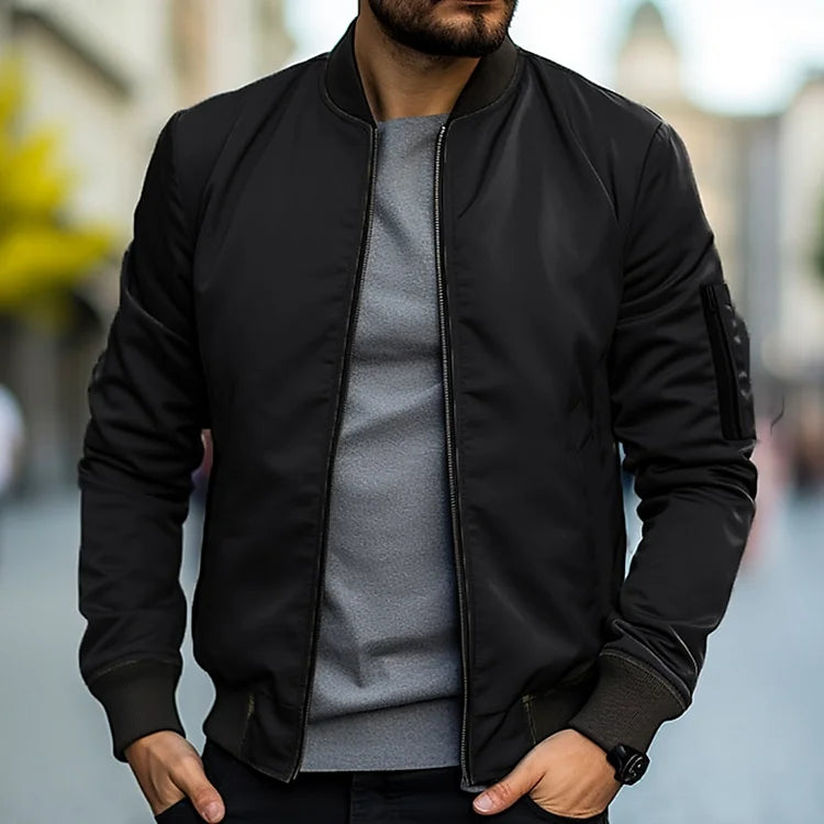 Men's Zip-Up Jacket | Men | Ribbed Cuffs | Casual Lightweight Coat | Steven & Levon