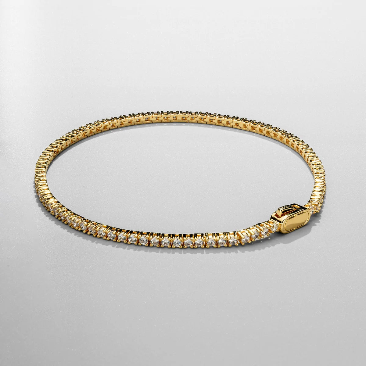 Tennis Bracelet | Men | Stainless Steel | Silver & Gold | 2mm Crystal Design | Steven & Levon