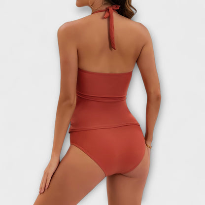 One Piece Swimsuit | Women | Soft Stretch Swim Fabric | Halter Neckline & Supportive Fit | Steven & Levon