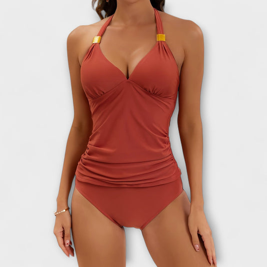 One Piece Swimsuit | Women | Soft Stretch Swim Fabric | Halter Neckline & Supportive Fit | Steven & Levon