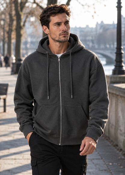Men's Loose Fit Zip-Up Hoodie | Casual Hooded Sweatshirt | Everyday Wear | Steven & Levon