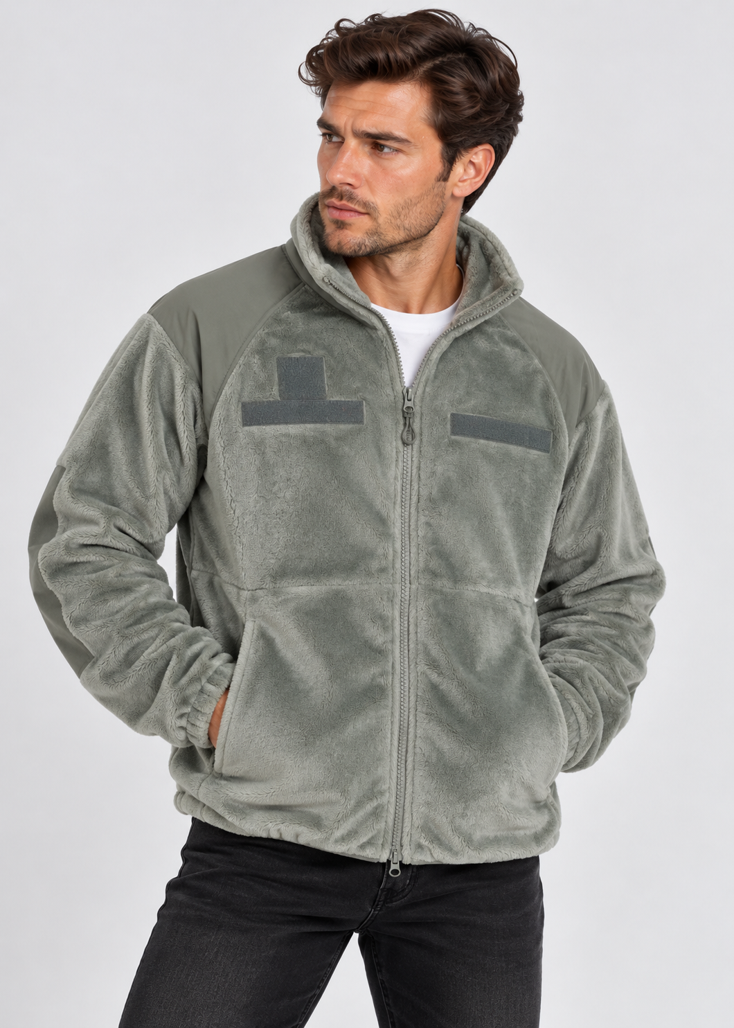 Men's Fleece Softshell Jacket | Full Zip | Stand Collar | Geometric Pattern | Steven & Levon