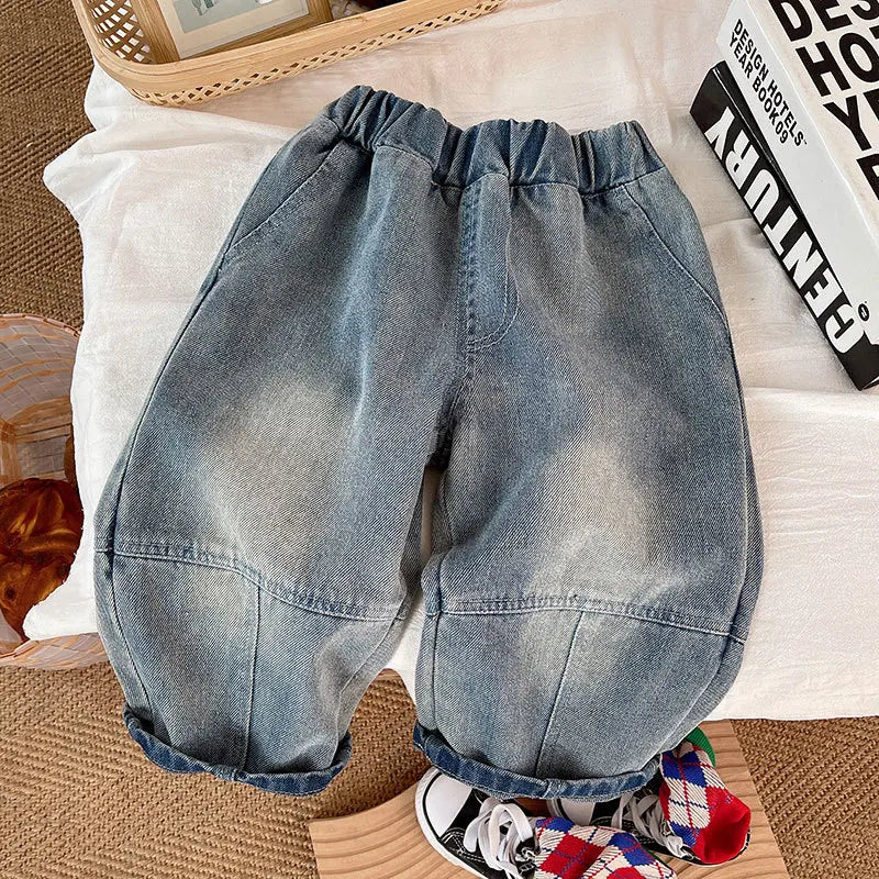 Kids Cartoon Patch Denim Jeans | Boys | Elastic Waist | Loose Fit | Casual Everyday Pants | Steven & Levon