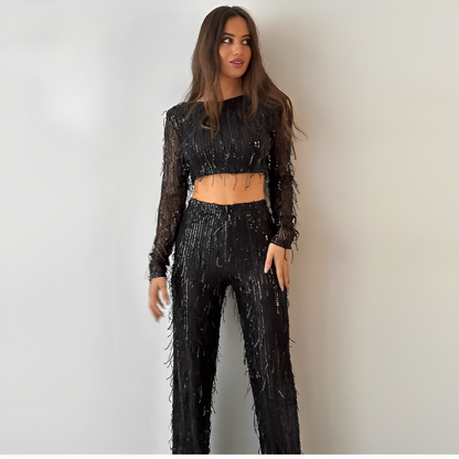 Celina Women's Sequin Co-ord Set | Glamorous Two Piece Party Outfit | Steven & Levon