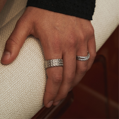 Rope Wrap Ring | Silver | Unisex | Stainless Steel | Twisted Design | Steven & Levon