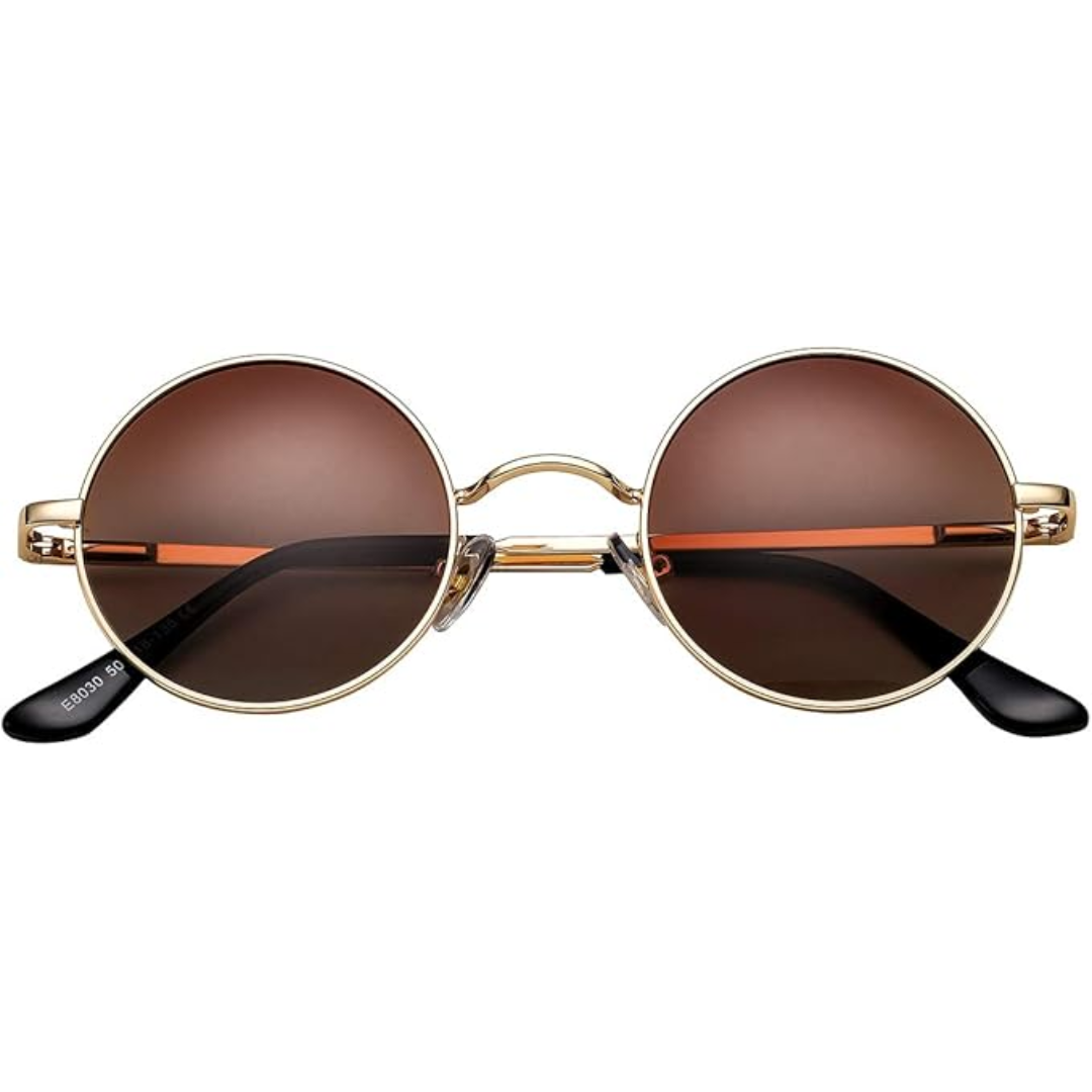 Round Polarized Sunglasses | Unisex | Lightweight Metal Frame | UV Protection | Everyday Eyewear | Steven & Levon