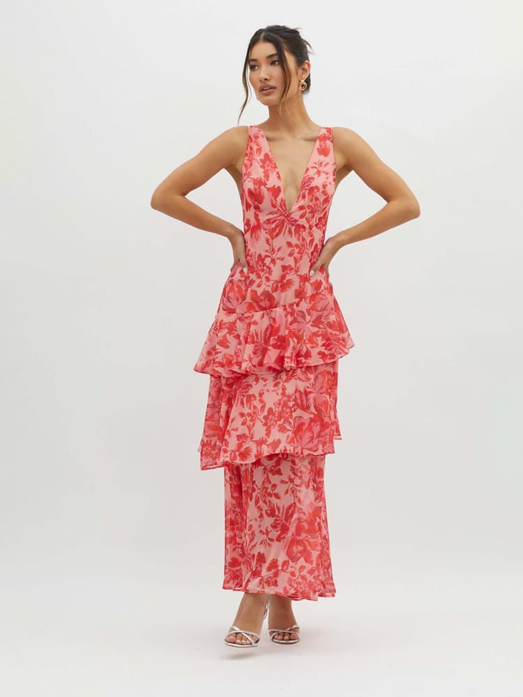 Tiered Floral Maxi Dress | Women | Lightweight Flowy Boho Summer Dress | Steven & Levon