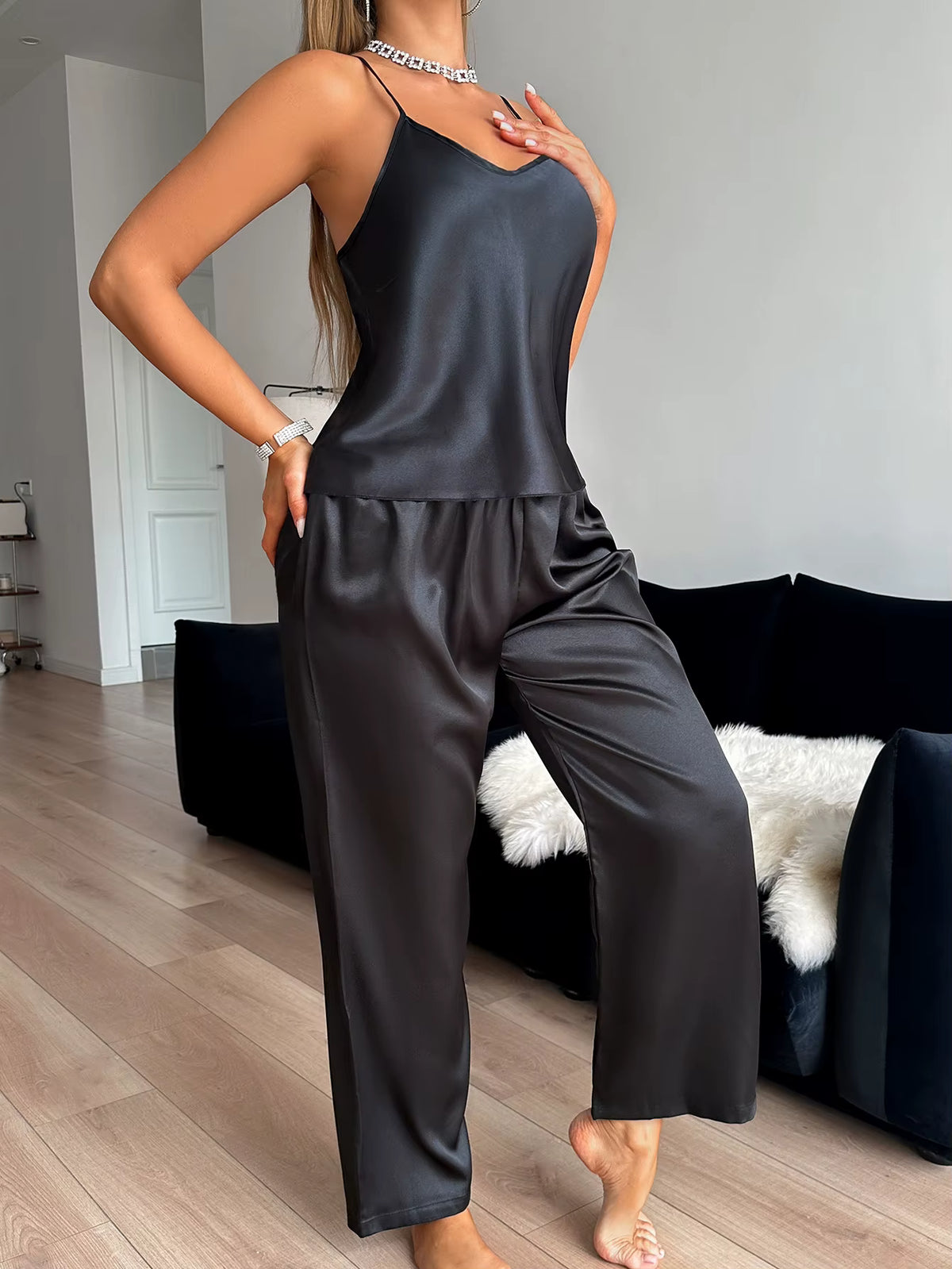 V-Neck Pajama Set | Women's Soft Breathable 2-Piece | Relaxed Fit Loungewear | Steven & Levon