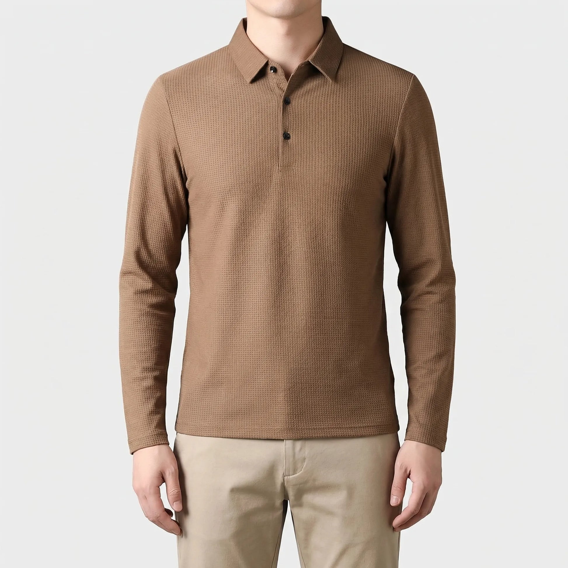 Veltoro - Long Sleeve Collared Polo Top  Smart Casual Dressing