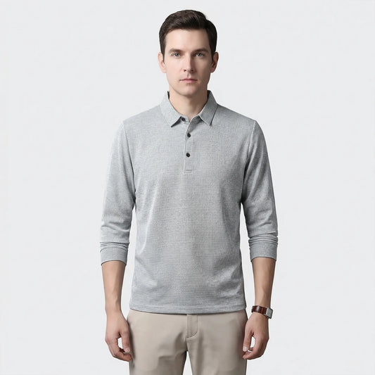 Veltoro - Long Sleeve Collared Polo Top  Smart Casual Dressing