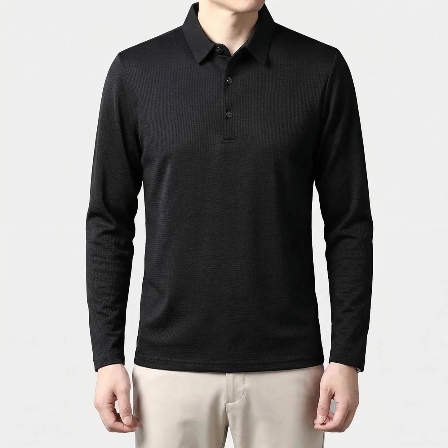 Veltoro - Long Sleeve Collared Polo Top  Smart Casual Dressing