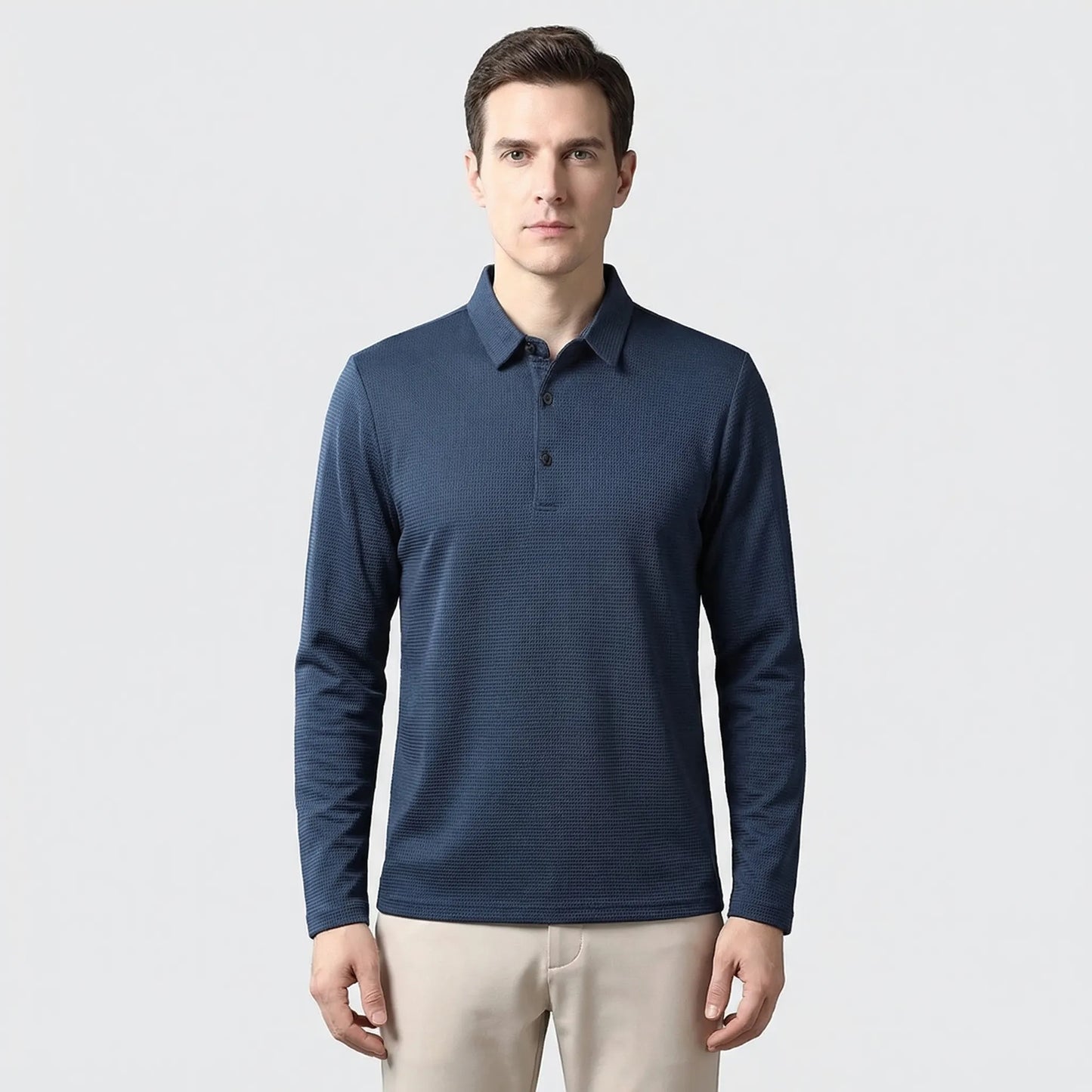 Veltoro - Long Sleeve Collared Polo Top  Smart Casual Dressing
