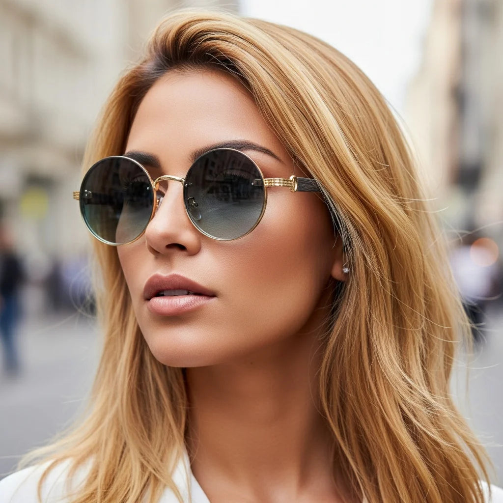Vintage Round Sunglasses | Unisex | Metal Frame | UV400 Gradient Lenses | Classic Designer Eyewear | Steven & Levon
