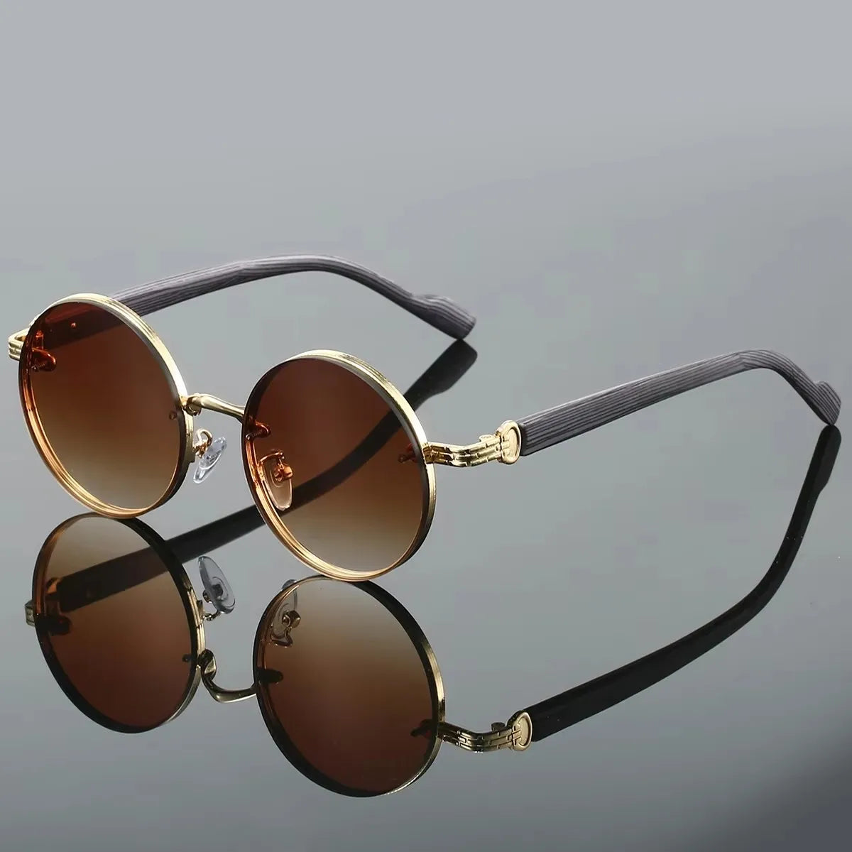 Vintage Round Sunglasses | Unisex | Metal Frame | UV400 Gradient Lenses | Classic Designer Eyewear | Steven & Levon