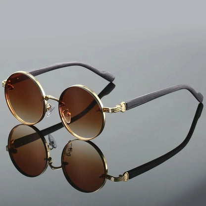 Vintage Round Sunglasses | Unisex | Metal Frame | UV400 Gradient Lenses | Classic Designer Eyewear | Steven & Levon