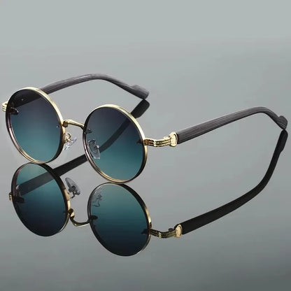 Vintage Round Sunglasses | Unisex | Metal Frame | UV400 Gradient Lenses | Classic Designer Eyewear | Steven & Levon