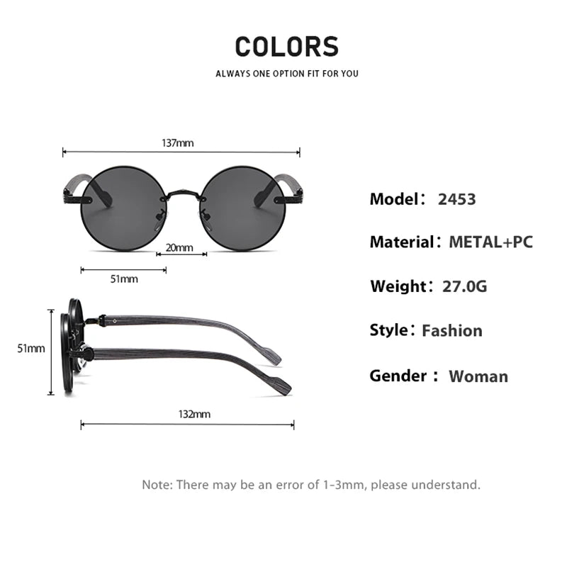 Vintage Round Sunglasses | Unisex | Metal Frame | UV400 Gradient Lenses | Classic Designer Eyewear | Steven & Levon