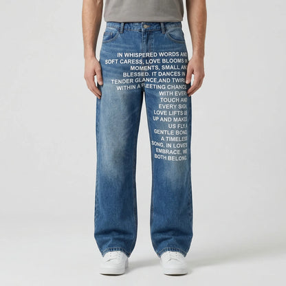 Verseflex - Wide Leg Printed Denim Jeans  Streetwear Casual Outfits