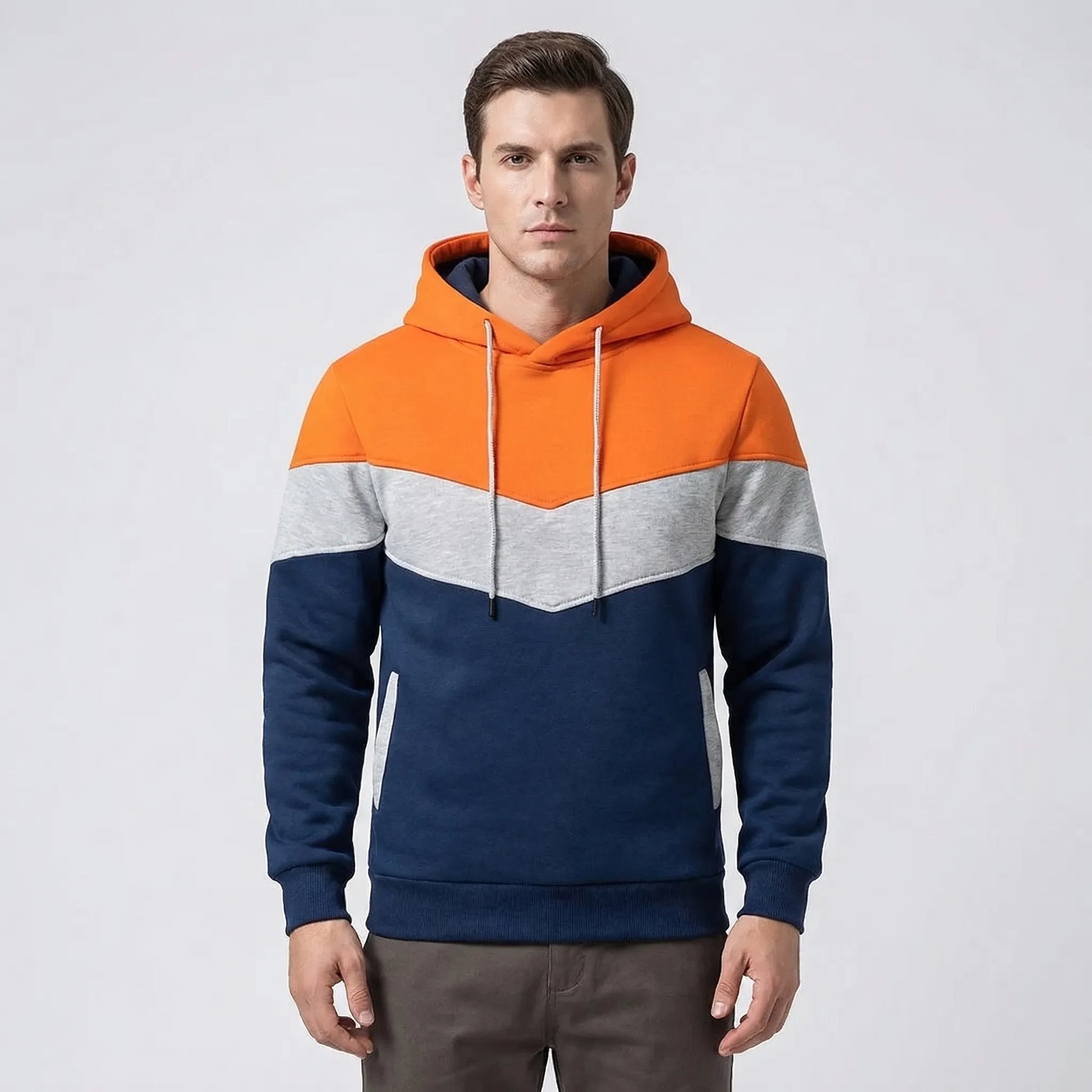 Vextora - Colour Block Hooded Sweatshirt For Men  Casual Everyday Wear