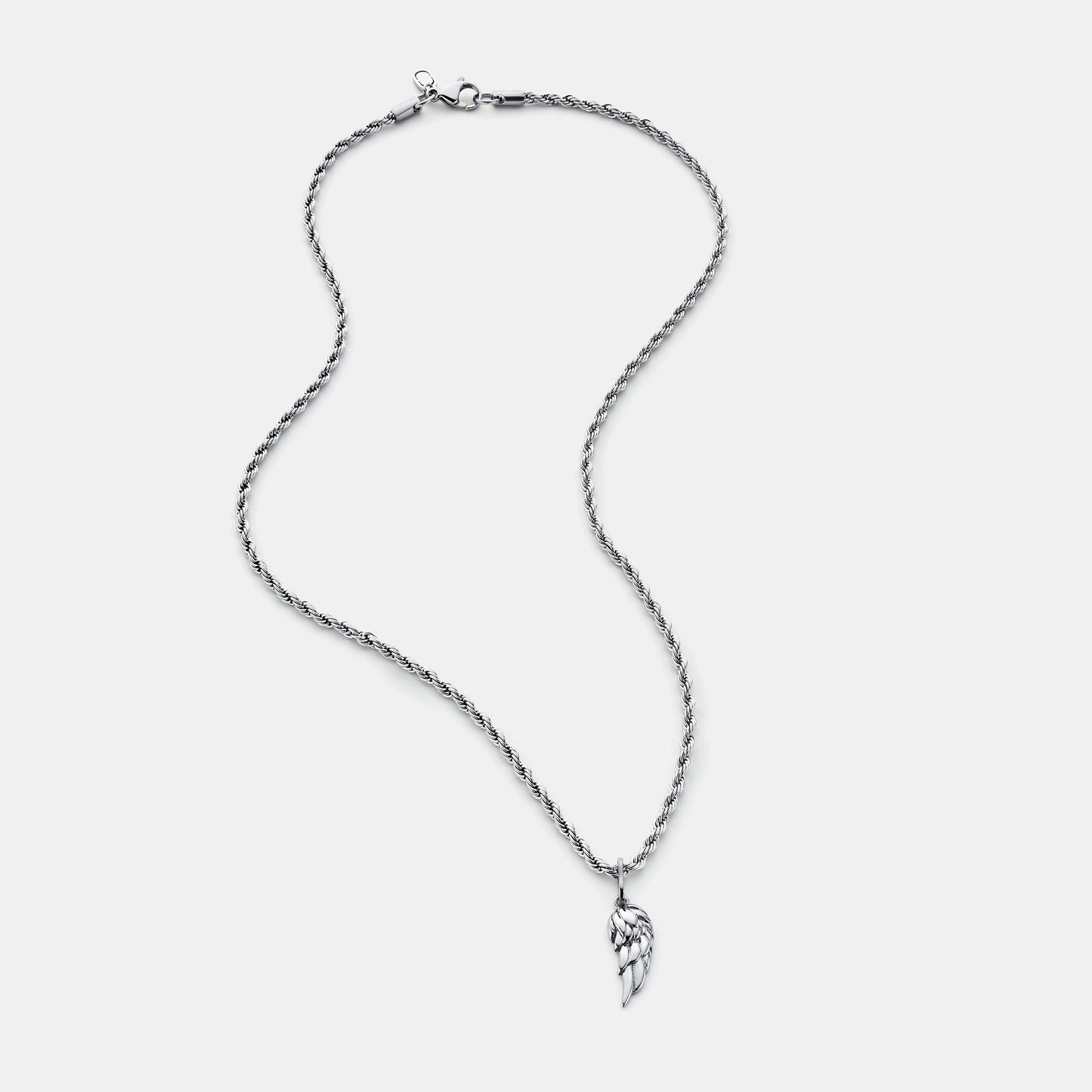 Silver Wing Pendant | Men | Stainless Steel | Angel Wing Design | Statement Necklace | Steven & Levon