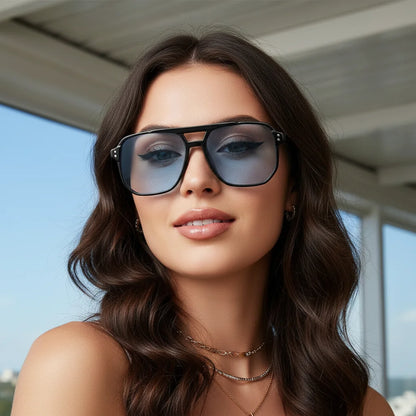 Double Bridge Aviator Sunglasses | Unisex | UV400 Oversized Eyewear | Lightweight Pilot Frame | Fashion Sun Shades | Steven & Levon