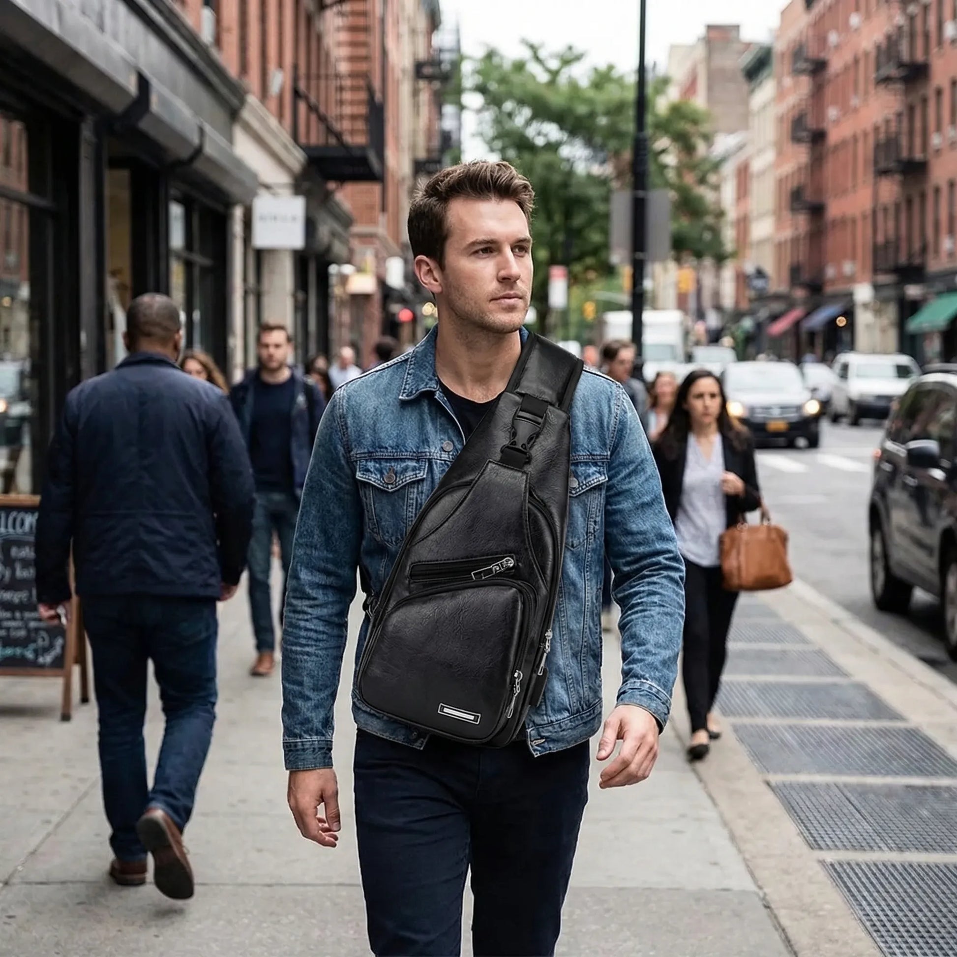 Vyrkko - Solid Colour Men's Crossbody Chest Bag  Daily Commuting Carry