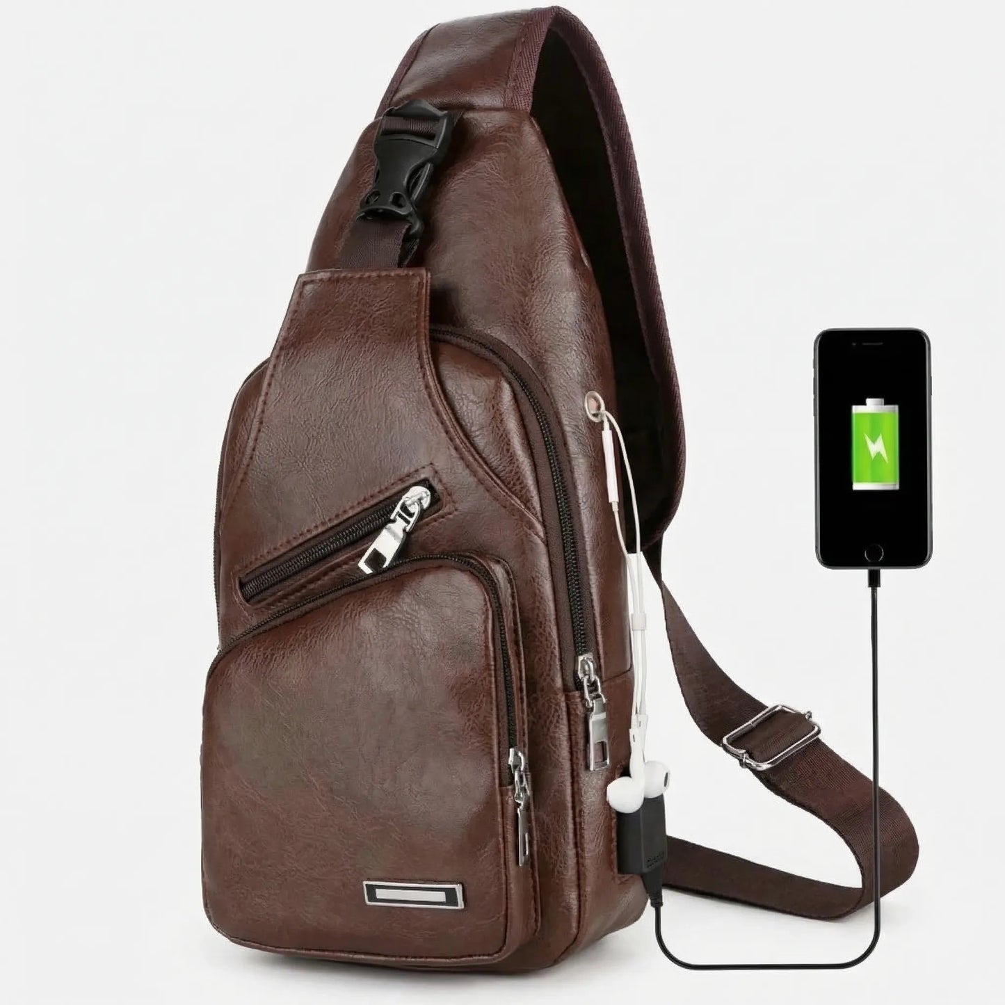 Vyrkko - Solid Colour Men's Crossbody Chest Bag  Daily Commuting Carry