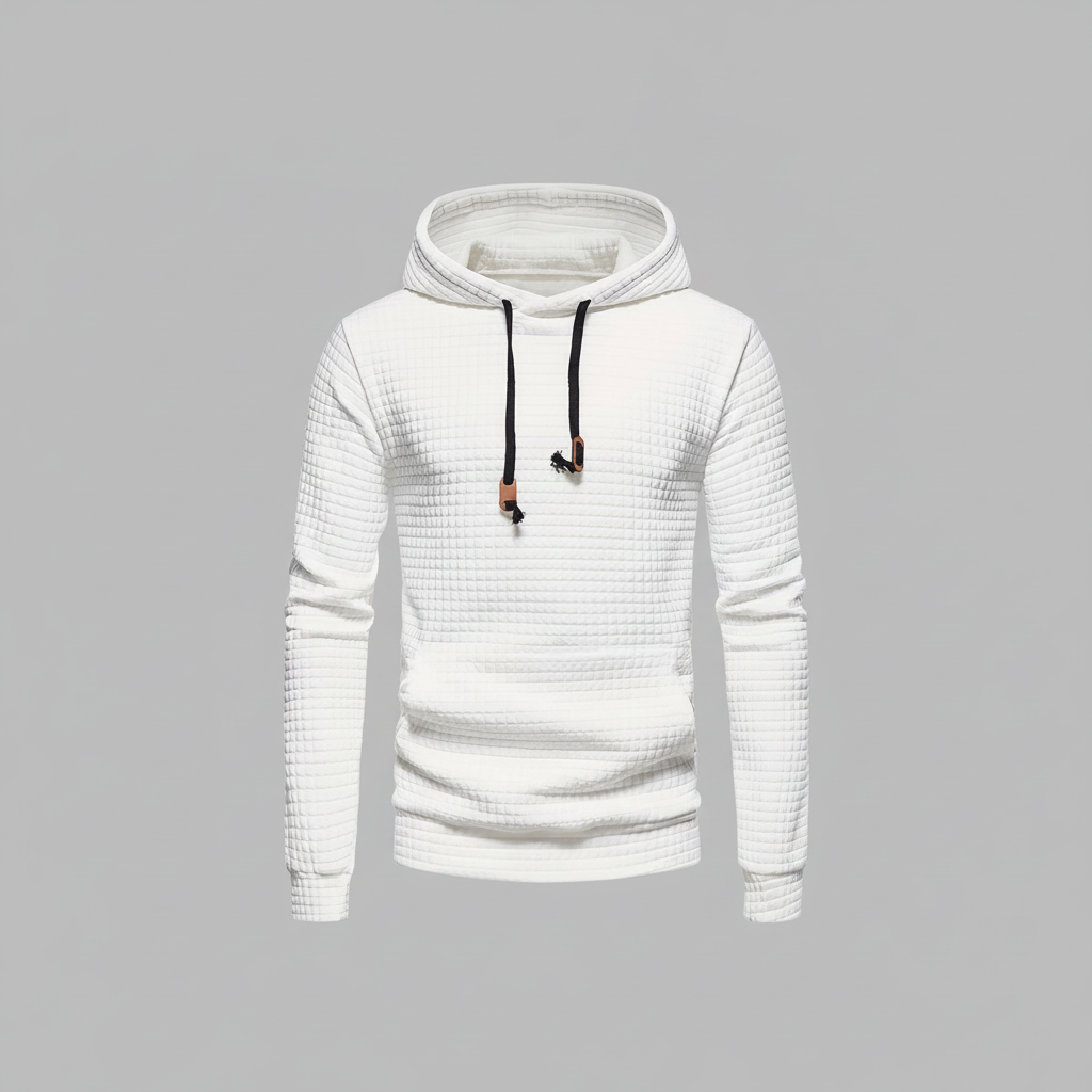 Waffle Knit Hoodie | Men's Casual Sweatshirt