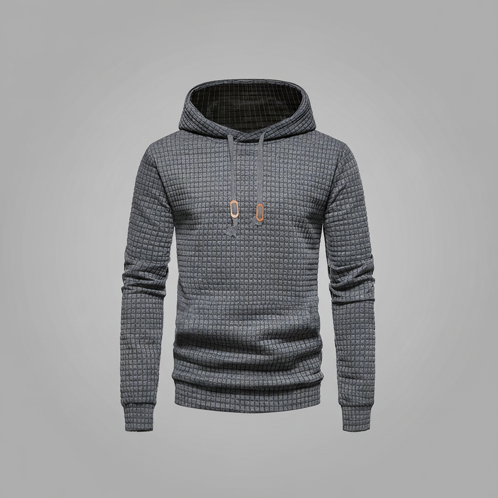 Waffle Knit Hoodie | Men's Casual Sweatshirt