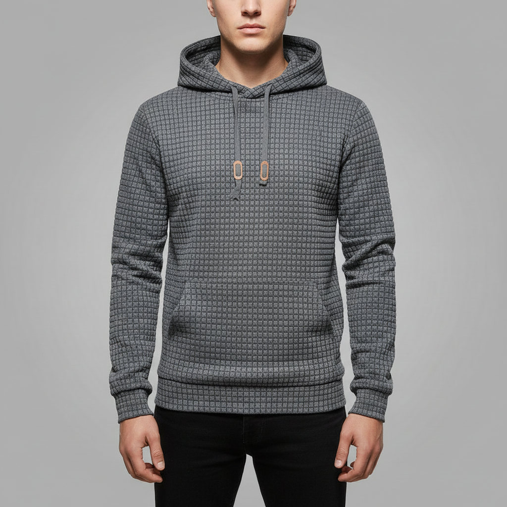 Waffle Knit Hoodie | Men's Casual Sweatshirt