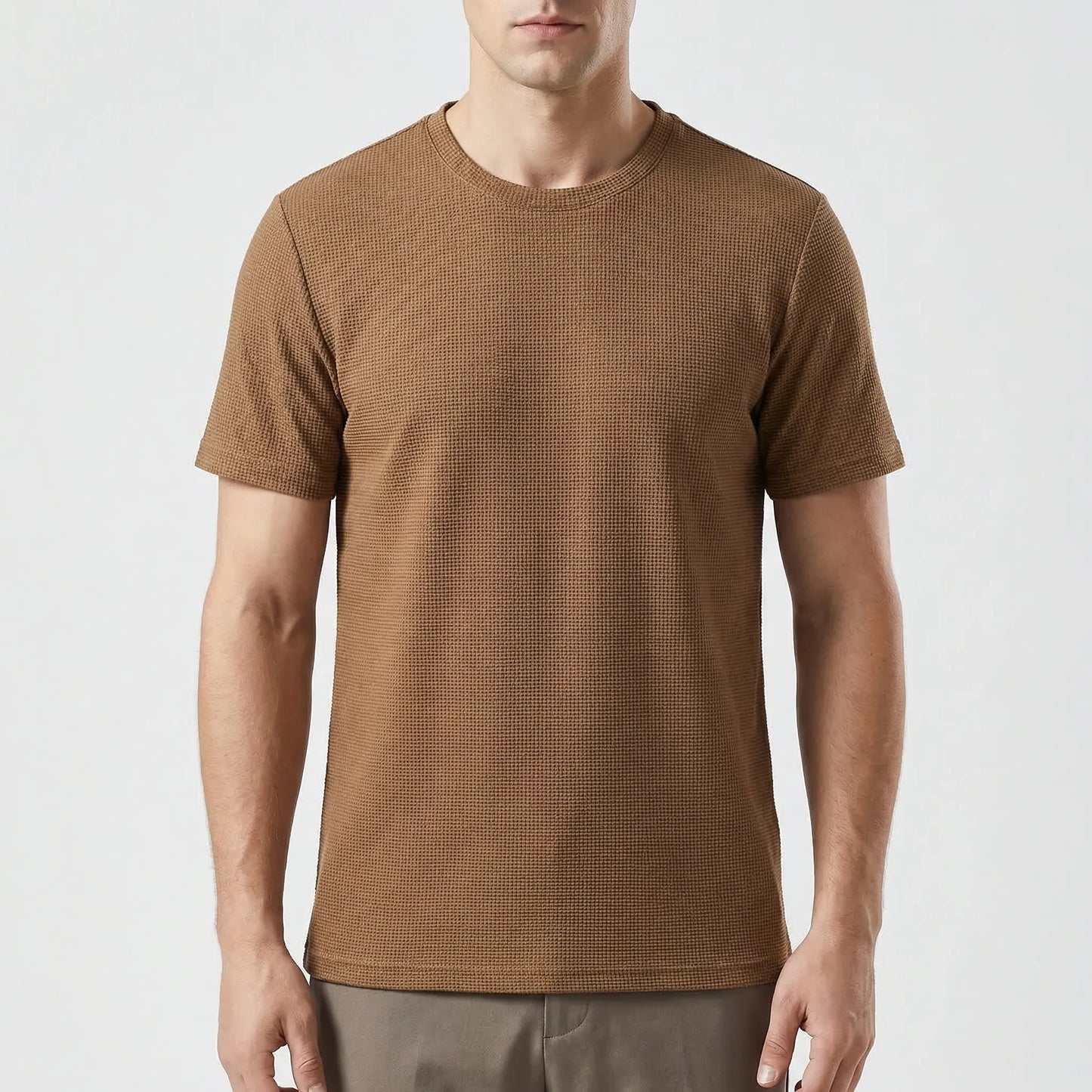 Wafflux - Short Sleeve Waffle Texture Polo Top  Casual Everyday Wear