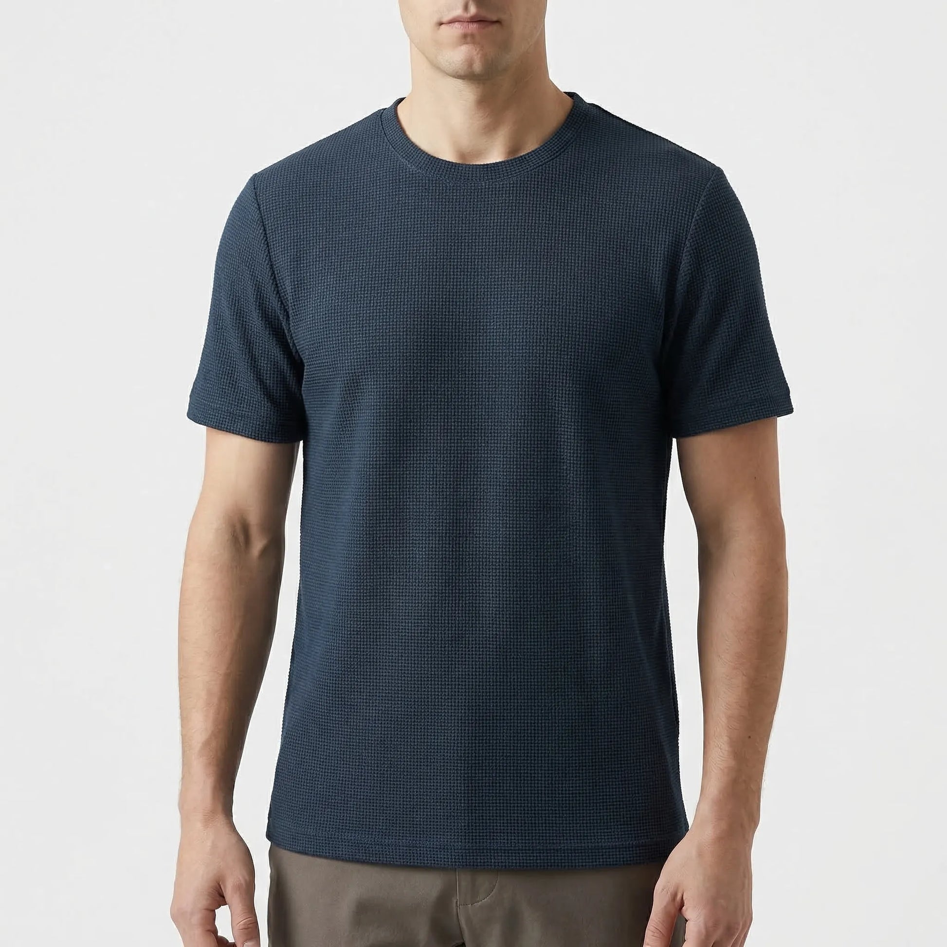 Wafflux - Short Sleeve Waffle Texture Polo Top  Casual Everyday Wear