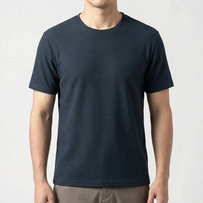 Wafflux - Short Sleeve Waffle Texture Polo Top  Casual Everyday Wear