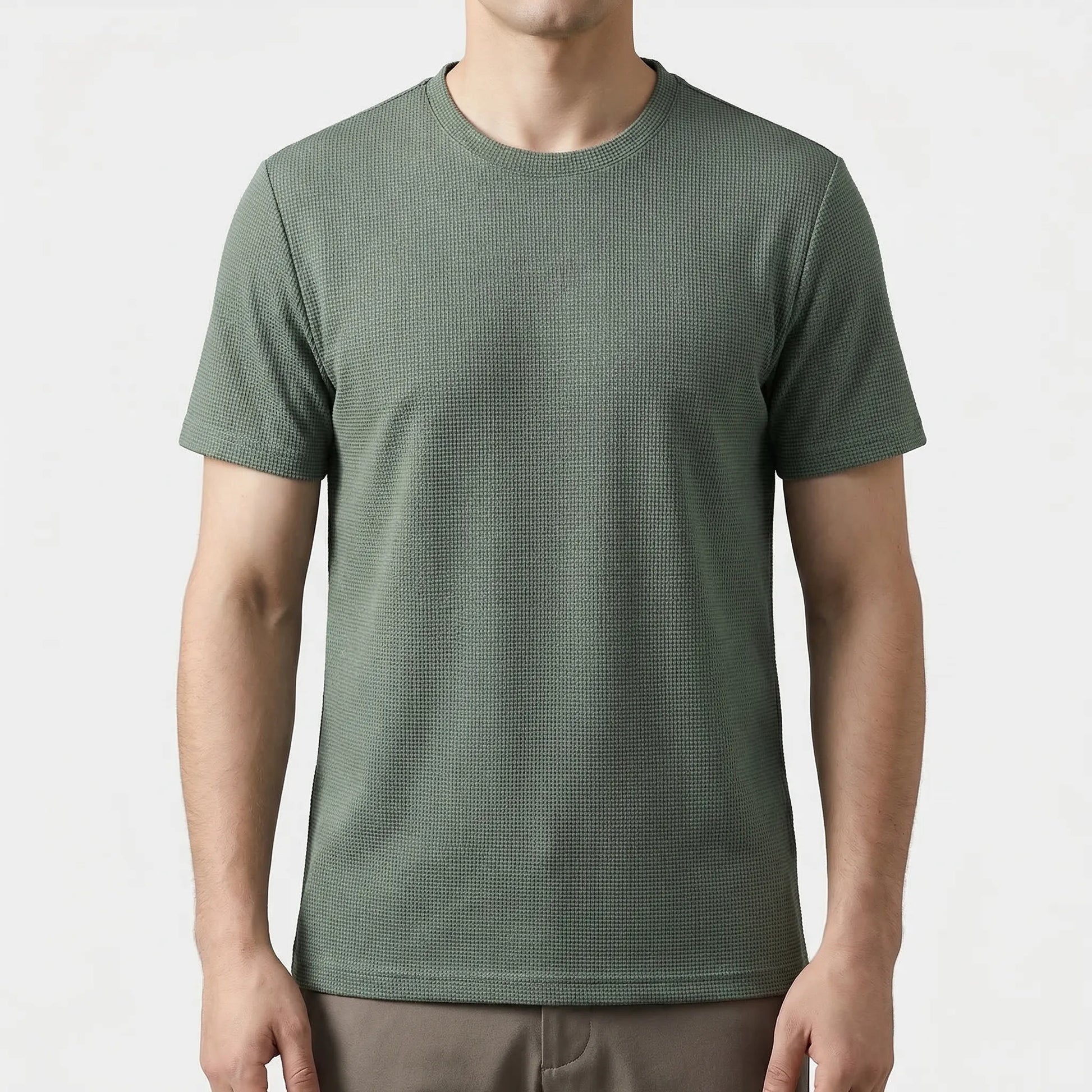 Wafflux - Short Sleeve Waffle Texture Polo Top  Casual Everyday Wear