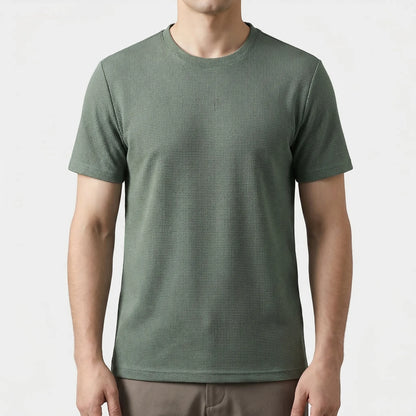 Wafflux - Short Sleeve Waffle Texture Polo Top  Casual Everyday Wear