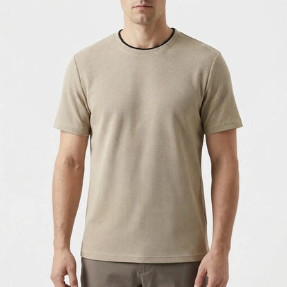 Wafflux - Short Sleeve Waffle Texture Polo Top  Casual Everyday Wear