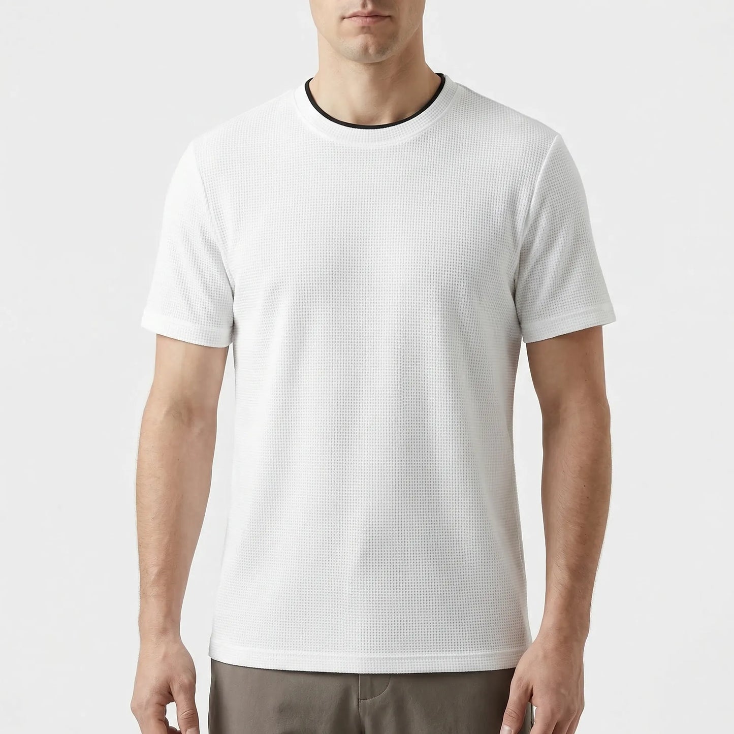 Wafflux - Short Sleeve Waffle Texture Polo Top  Casual Everyday Wear
